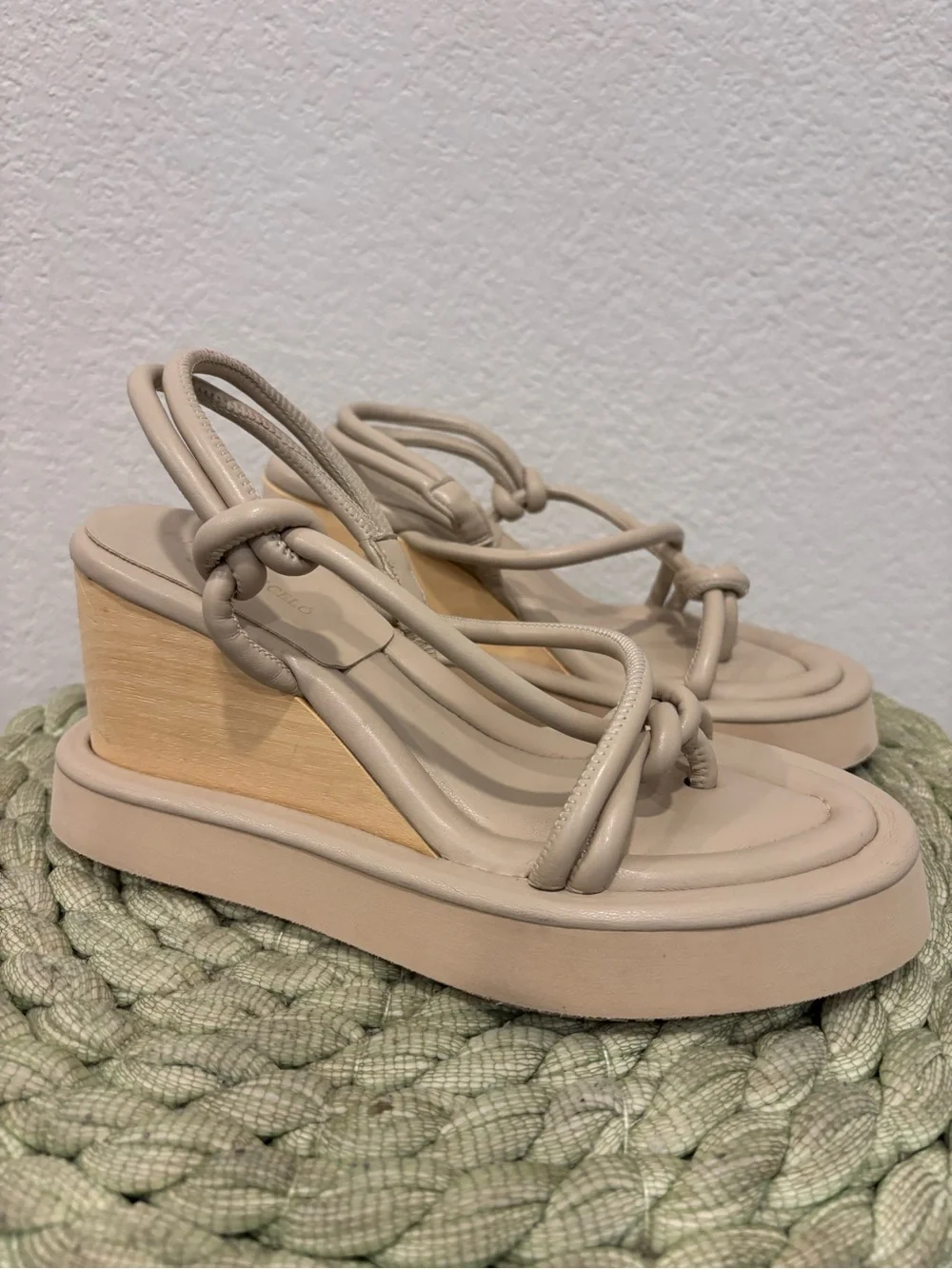 PALOMA BARCELÓ Tan Leather Strappy Slingback Wedge Sandals Size 7